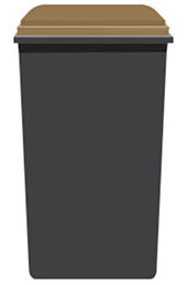 Black bin with brown lid